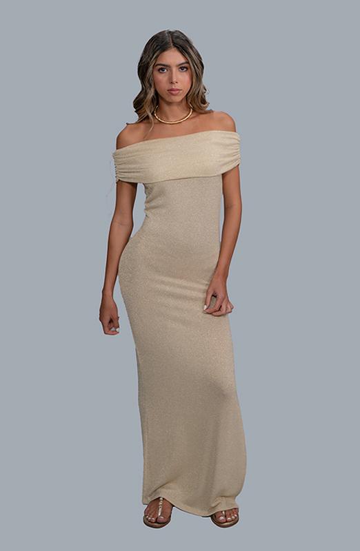 Gold Off-Shoulder Maxi Dress - KÄRLEK
